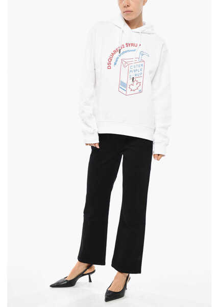 Bluze de trening DSQUARED2 Brushed Cotton Maple Syrup Hoodie White Femei (BM 19269695) 4