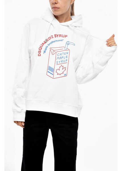 Bluze de trening DSQUARED2 Brushed Cotton Maple Syrup Hoodie White Femei (BM 19269695) 1
