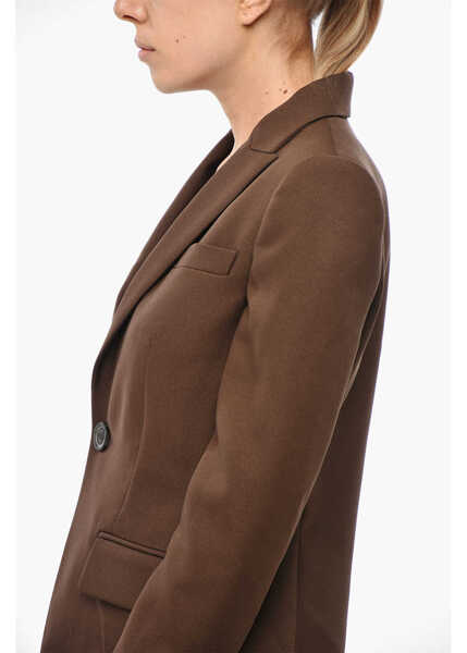Sacouri DSQUARED2 Solid Color Deana One-Button Blazer With Peak Lapel Brown Femei (BM 19269698) 2