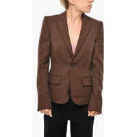 Sacouri Solid Color Deana One-Button Blazer With Peak Lapel Femei