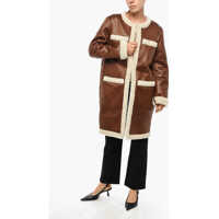 Paltoane DSQUARED2 Dama - Paltoane DSQUARED2 Eco-Shearling Coat With Patch Pockets Brown Femei (BM 19269734) - B-mall.ro