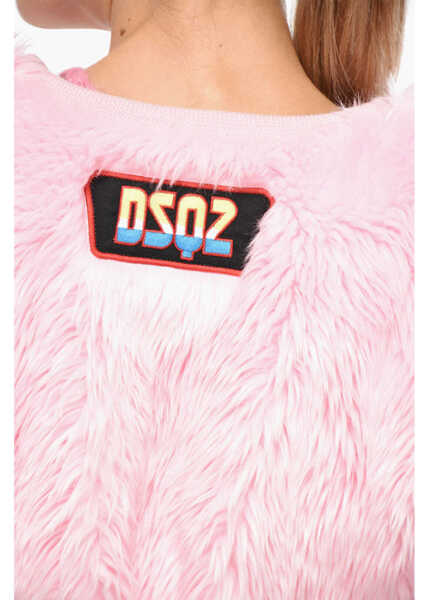 Jachete DSQUARED2 Faux Fur Cropped Fit Funny Jacket Pink Femei (BM 19269740) 4