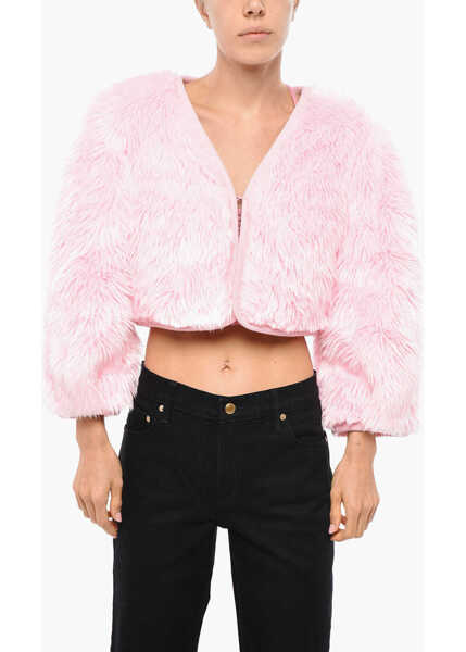 Jachete DSQUARED2 Faux Fur Cropped Fit Funny Jacket Pink Femei (BM 19269740) 1