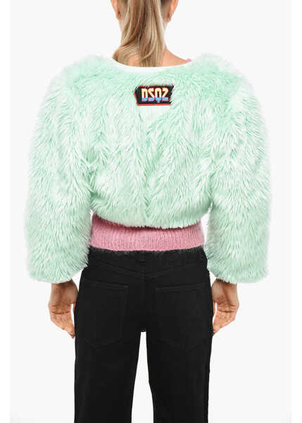 Jachete DSQUARED2 Faux Fur Cropped Fit Funny Jacket Light Blue Femei (BM 19269830) 3