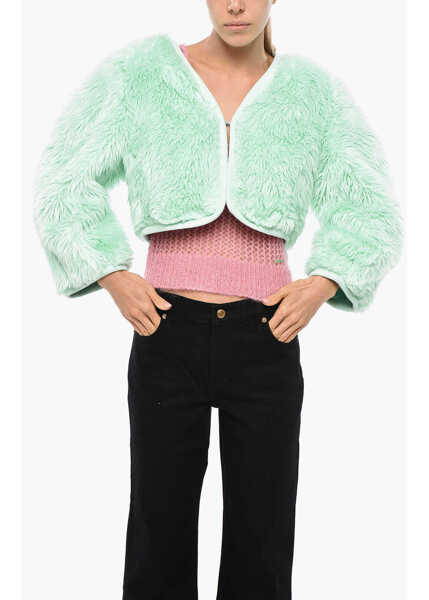 Jachete DSQUARED2 Faux Fur Cropped Fit Funny Jacket Light Blue Femei (BM 19269830) 1