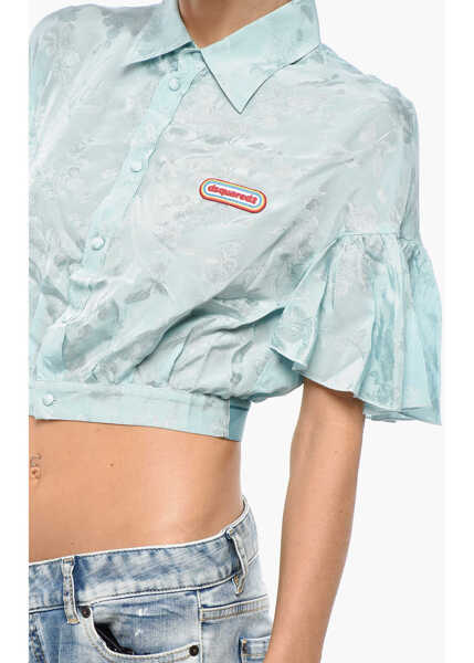 Camasi casual DSQUARED2 Short-Sleeved Jacquard Shirt Light Blue Femei (BM 19269842) 2