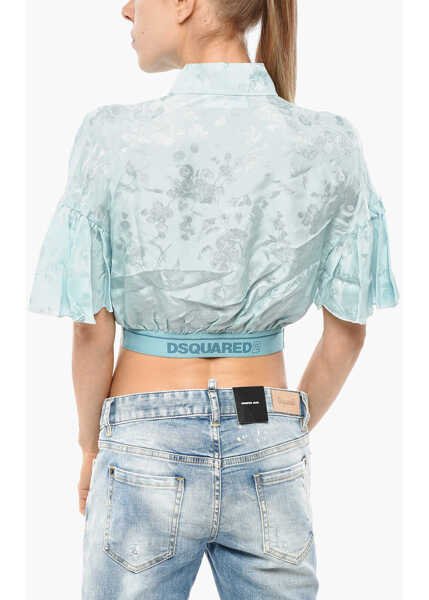 Camasi casual DSQUARED2 Short-Sleeved Jacquard Shirt Light Blue Femei (BM 19269842) 3