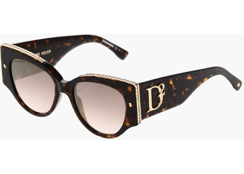 Ochelari de soare DSQUARED2 Sunglasses With Rhinestone Embellished Frame Brown Femei (BM 19269854) 2