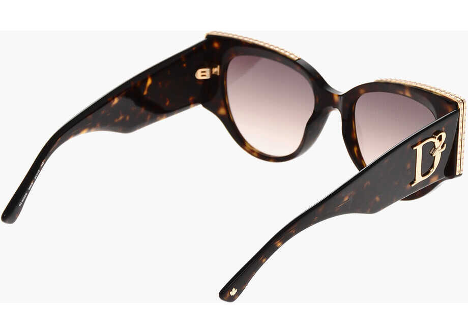 Ochelari de soare DSQUARED2 Sunglasses With Rhinestone Embellished Frame Brown Femei (BM 19269854) 3
