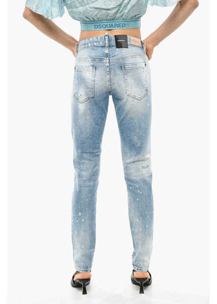 Blugi skinny DSQUARED2 Acid Wash Jennifer Slim Fit Jeans 14Cm Blue Femei (BM 19269860) 3