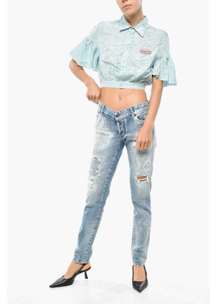 Blugi skinny DSQUARED2 Acid Wash Jennifer Slim Fit Jeans 14Cm Blue Femei (BM 19269860) 4
