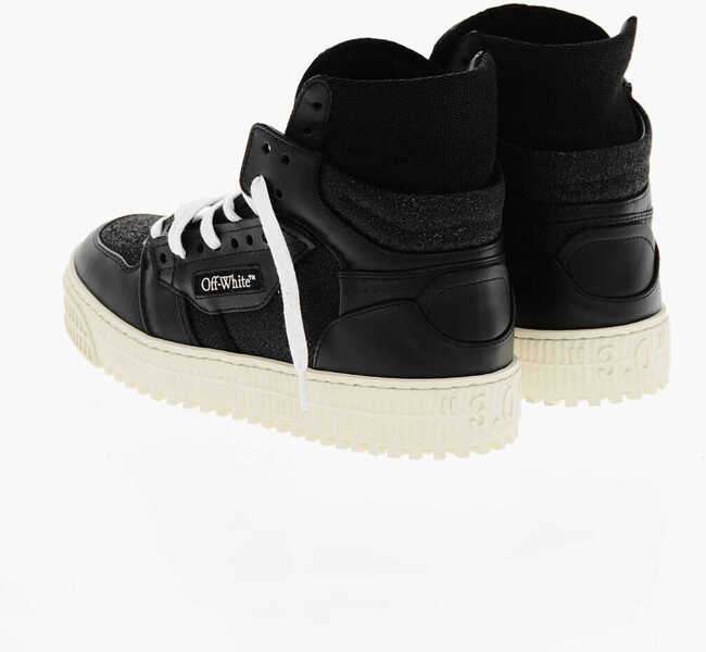 Sneakers Off-White Glittered Leather 3.0 Off Court High-Top Sneakers Black Femei (BM 19269863) 2