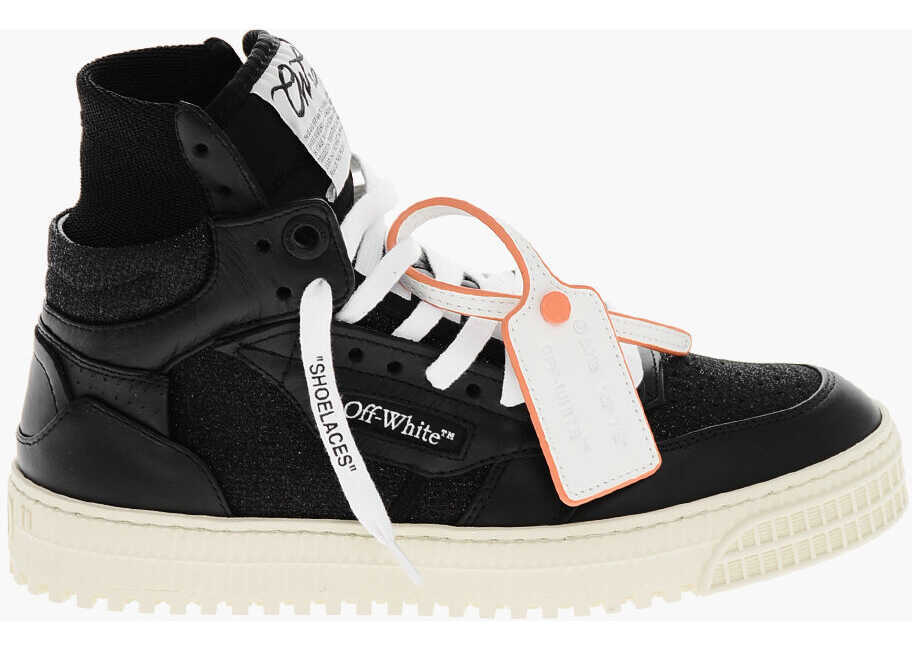 Sneakers Off-White Glittered Leather 3.0 Off Court High-Top Sneakers Black Femei (BM 19269863) 3
