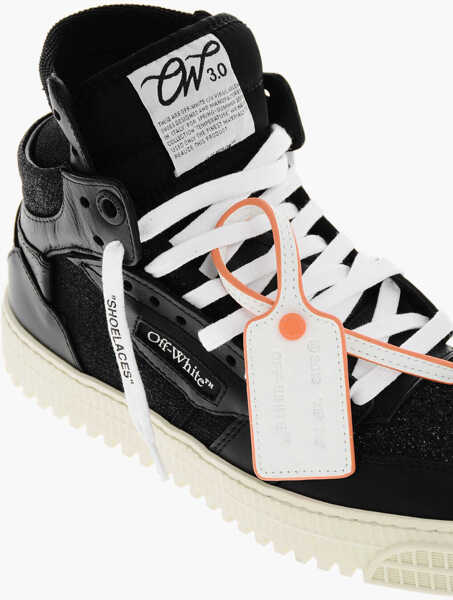 Sneakers Off-White Glittered Leather 3.0 Off Court High-Top Sneakers Black Femei (BM 19269863) 4