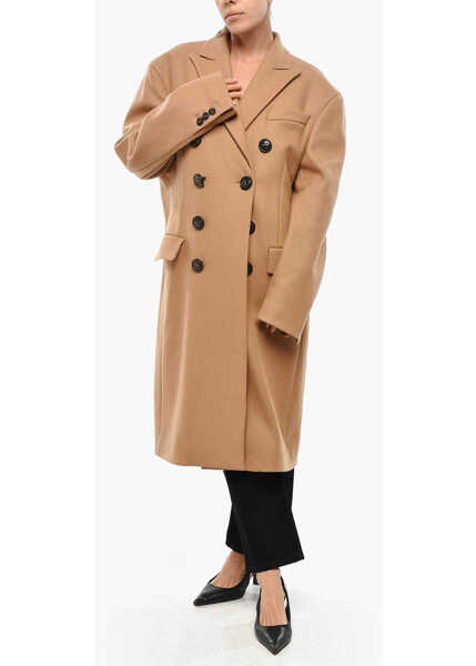 Paltoane DSQUARED2 Center Vent Peak Lapel Deana Double-Breasted Coat Brown Femei (BM 19269881) 4