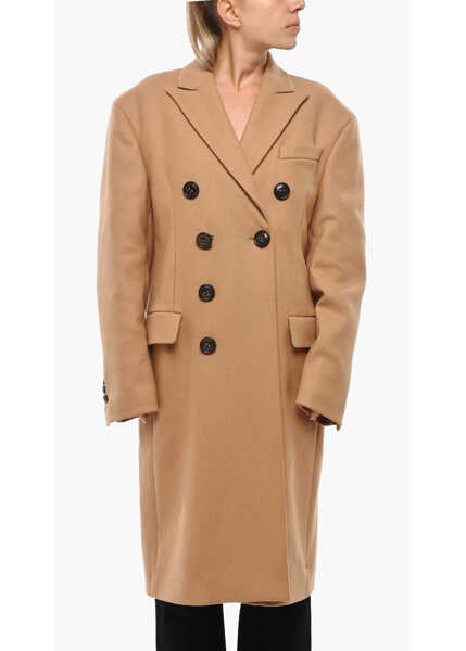 Paltoane DSQUARED2 Center Vent Peak Lapel Deana Double-Breasted Coat Brown Femei (BM 19269881) 1