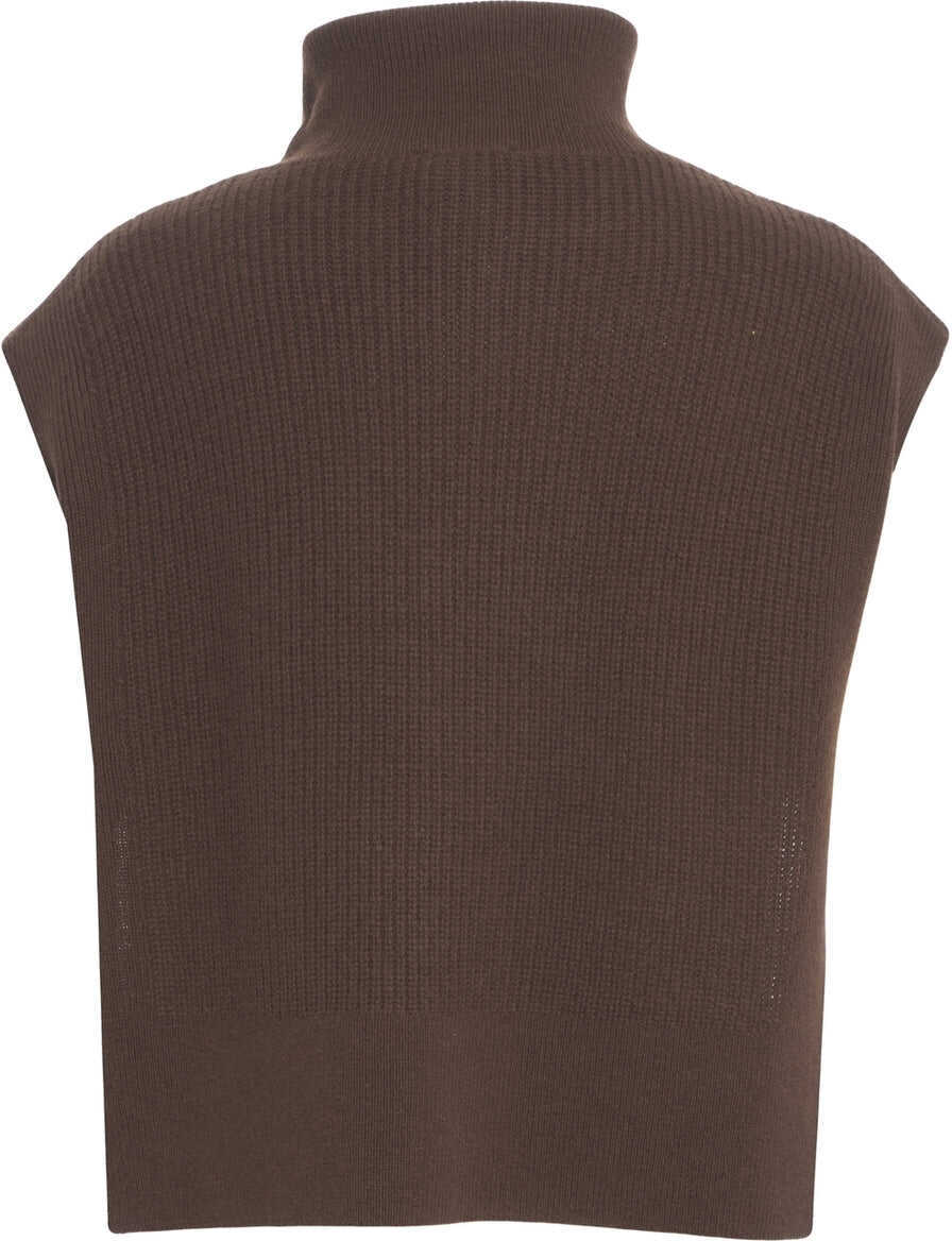 Pulovere casual Liu Jo White Knit vest with rhinestones Brown Femei (BM 19270037) 3