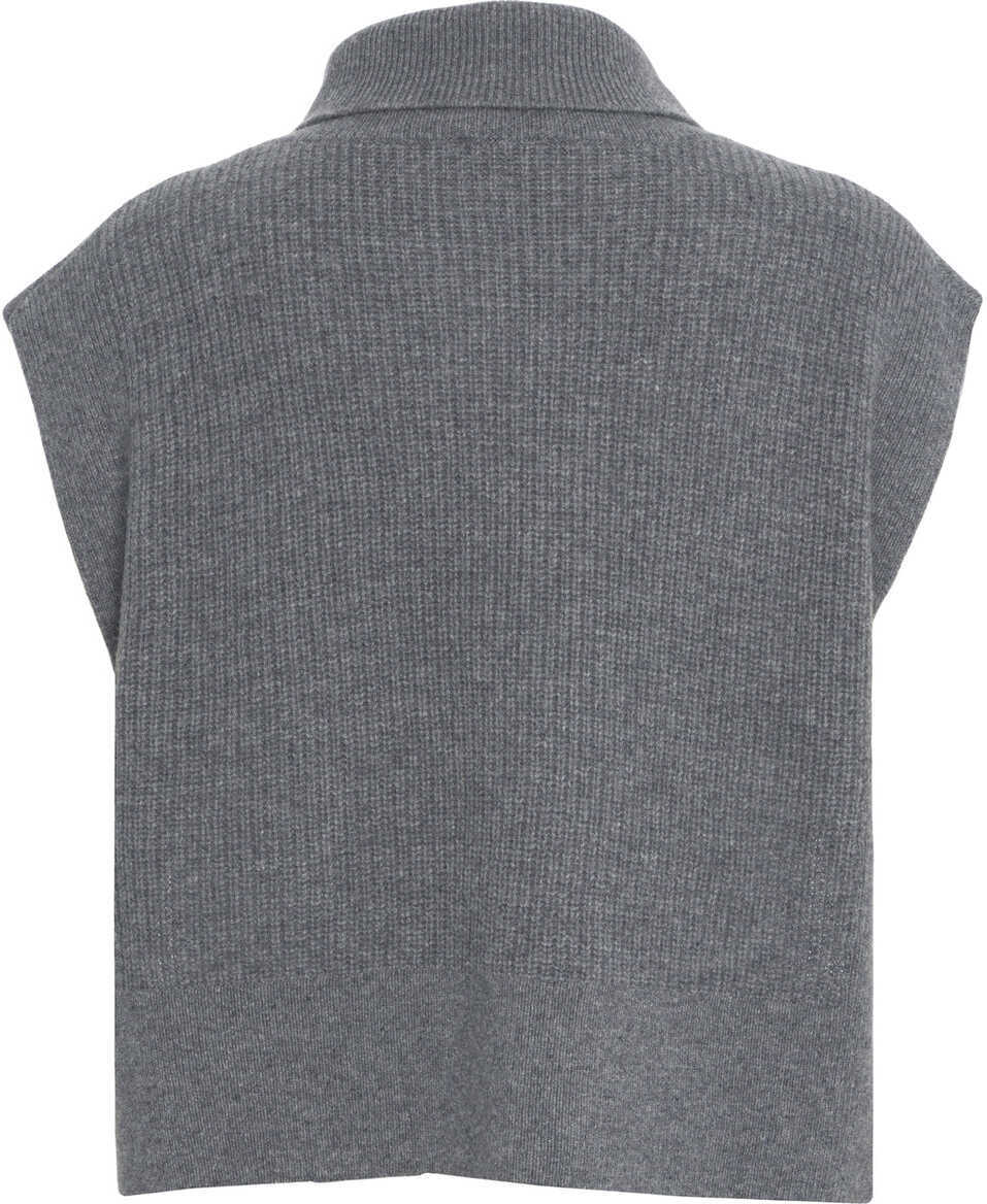 Pulovere casual Liu Jo White Knit vest with rhinestones Grey Femei (BM 19270037) 3