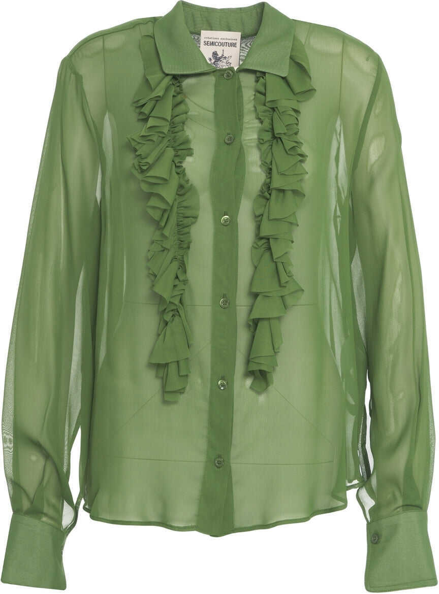 Bluze Semicouture Blouse with ruffle details Alejandra Green Femei (BM 19270160) 2