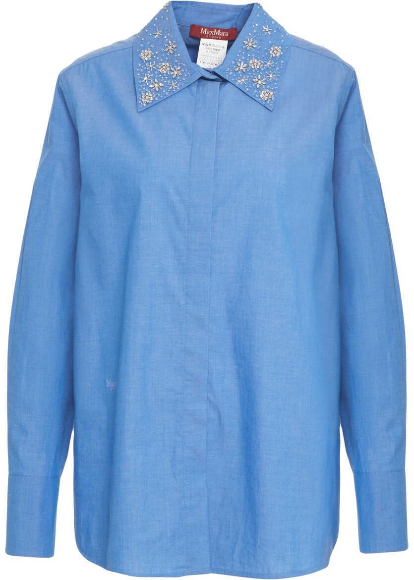 Bluze Max Mara Blouse with rhinestones Staffa Blue Femei (BM 19270196) 2