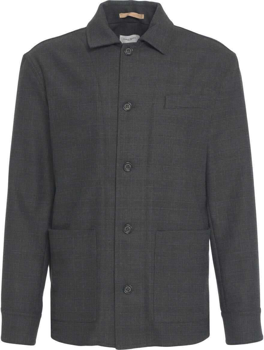 Jachete Paolo Pecora Glencheck overshirt Grey Barbati (BM 19270298) 2