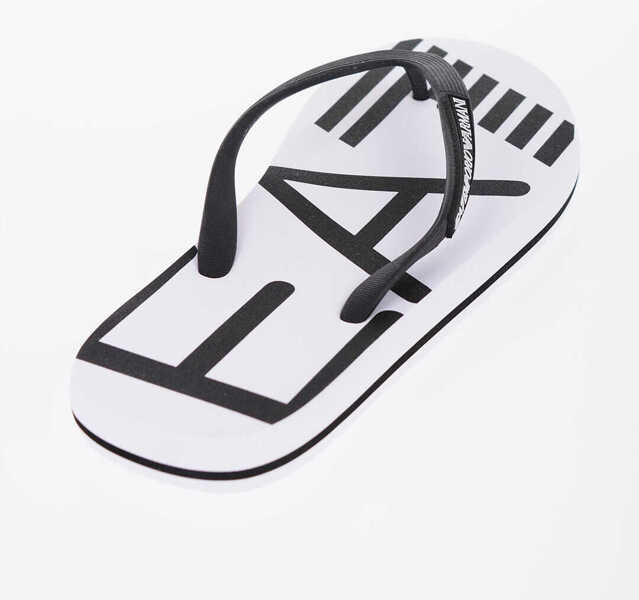 Slapi Emporio Armani Logoed Flip Flop Black & White Barbati (BM 19270406) 2