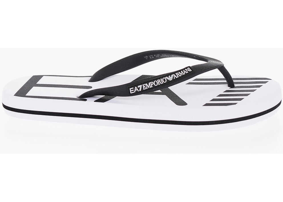 Slapi Emporio Armani Logoed Flip Flop Black & White Barbati (BM 19270406) 3