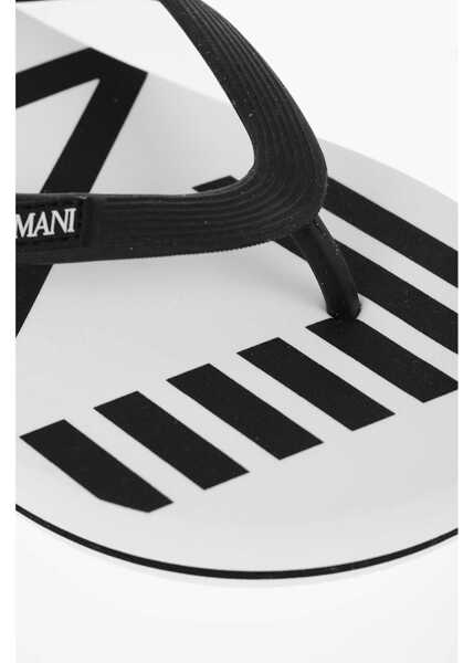 Slapi Emporio Armani Logoed Flip Flop Black & White Barbati (BM 19270406) 4