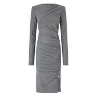 Rochii Grey Crew Neck Dress With Zip Closure And Ruffle Details In Fabric Woman Femei