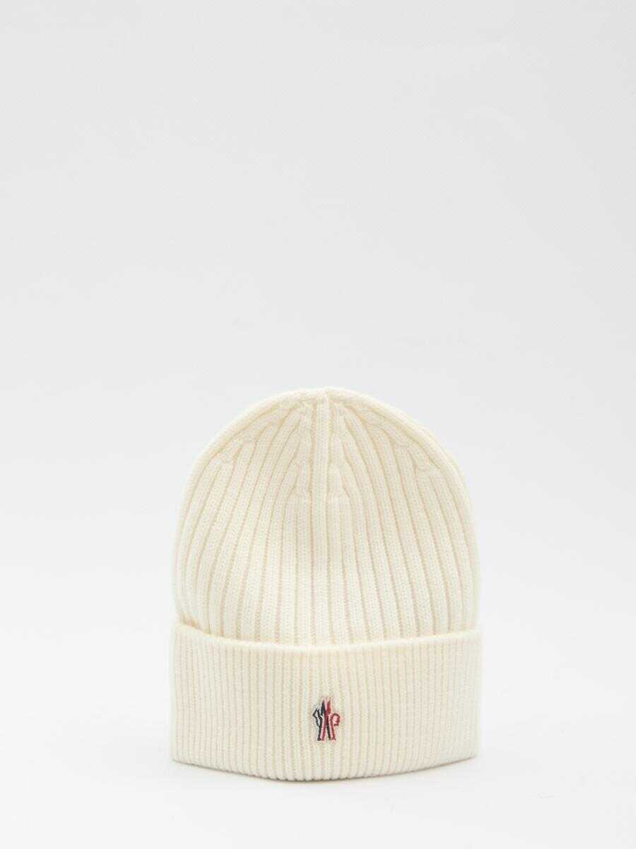 Caciuli Moncler Grenoble Knitted Beanie WHITE Barbati (BM 19273524) 1