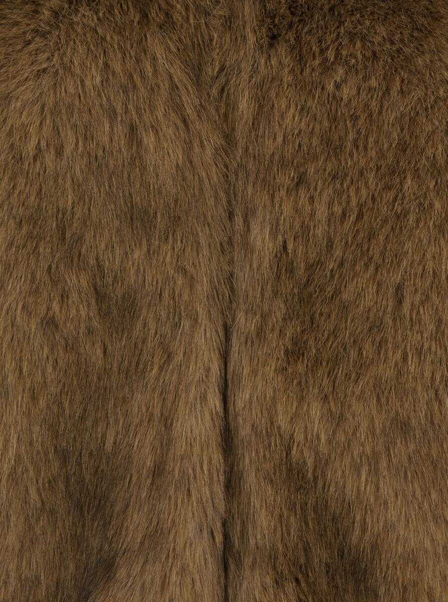 Geci MSGM Beige Fur Jacket With Spread Collar And Front Concealed Closure In Ecofur Woman Beige Femei (BM 19273551) 3