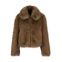 Geci Beige Fur Jacket With Spread Collar And Front Concealed Closure In Ecofur Woman Femei