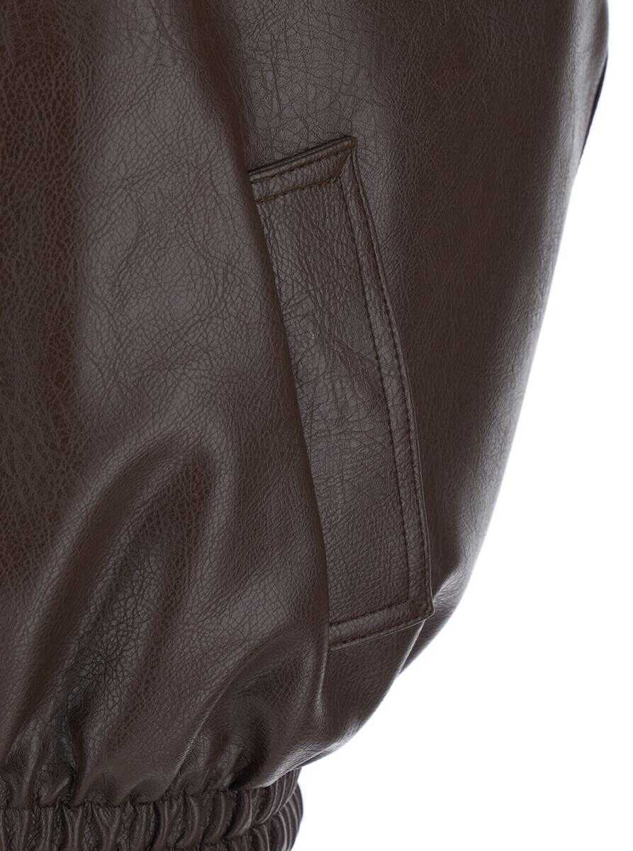 Geci MSGM Reversible Sleeveless Jacket With Logo Patch On The Rear In Ecofur And Ecoleather Woman BROWN Femei (BM 19273557) 3