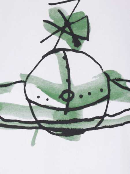 Tricouri Vivienne Westwood White Crew Neck T-Shirt With Orb Print On The Front In Cotton Man WHITE Barbati (BM 19273560) 4