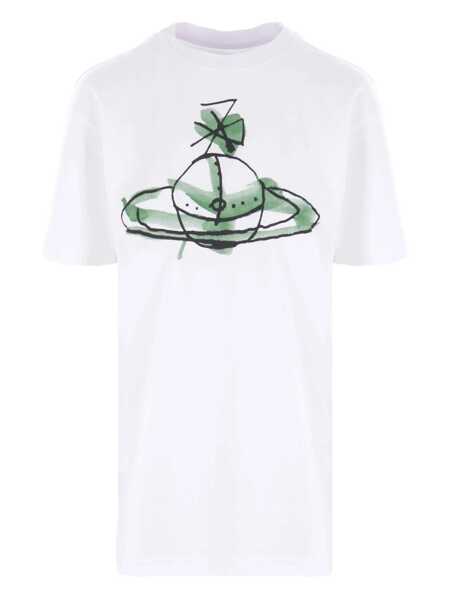 Tricouri Vivienne Westwood White Crew Neck T-Shirt With Orb Print On The Front In Cotton Man WHITE Barbati (BM 19273560) 1
