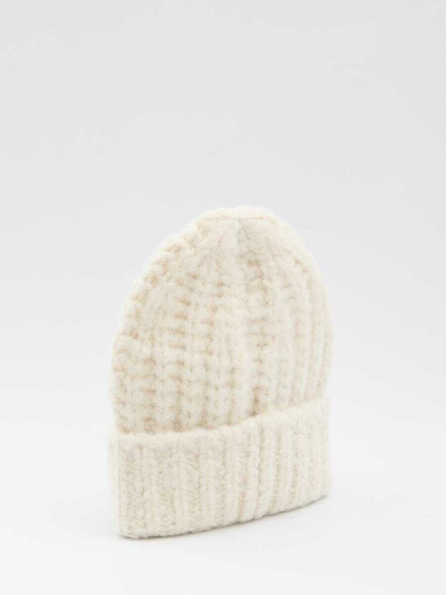 Caciuli Moncler Grenoble Knitted Beanie WHITE Femei (BM 19274145) 2