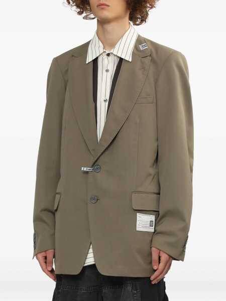 Geci MAISON MIHARA YASUHIRO Maison Mihara Yasuhiro Mix Layered Wool Gabardine Blazer GREEN Barbati (BM 19274166) 3