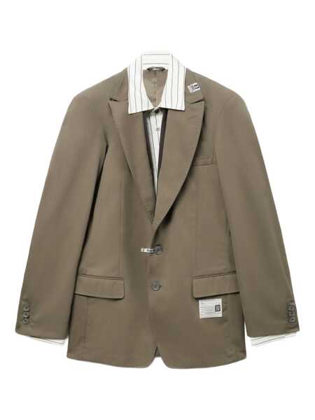 Geci MAISON MIHARA YASUHIRO Maison Mihara Yasuhiro Mix Layered Wool Gabardine Blazer GREEN Barbati (BM 19274166) 1