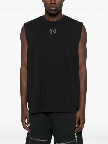 Topuri M44 LABEL GROUP Black Sleeveless Crewneck Top With Logo Detail On The Front And Maxi Logo Print On The Rear In Cotton Man Black Barbati (BM 19274343) 3