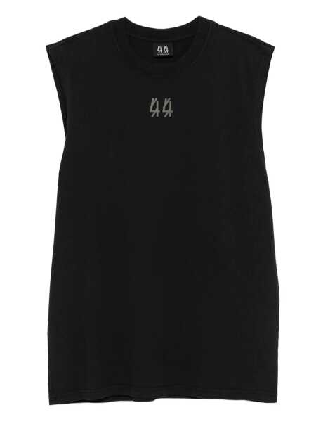 Topuri M44 LABEL GROUP Black Sleeveless Crewneck Top With Logo Detail On The Front And Maxi Logo Print On The Rear In Cotton Man Black Barbati (BM 19274343) 1
