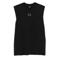 Topuri Black Sleeveless Crewneck Top With Logo Detail On The Front And Maxi Logo Print On The Rear In Cotton Man Barbati
