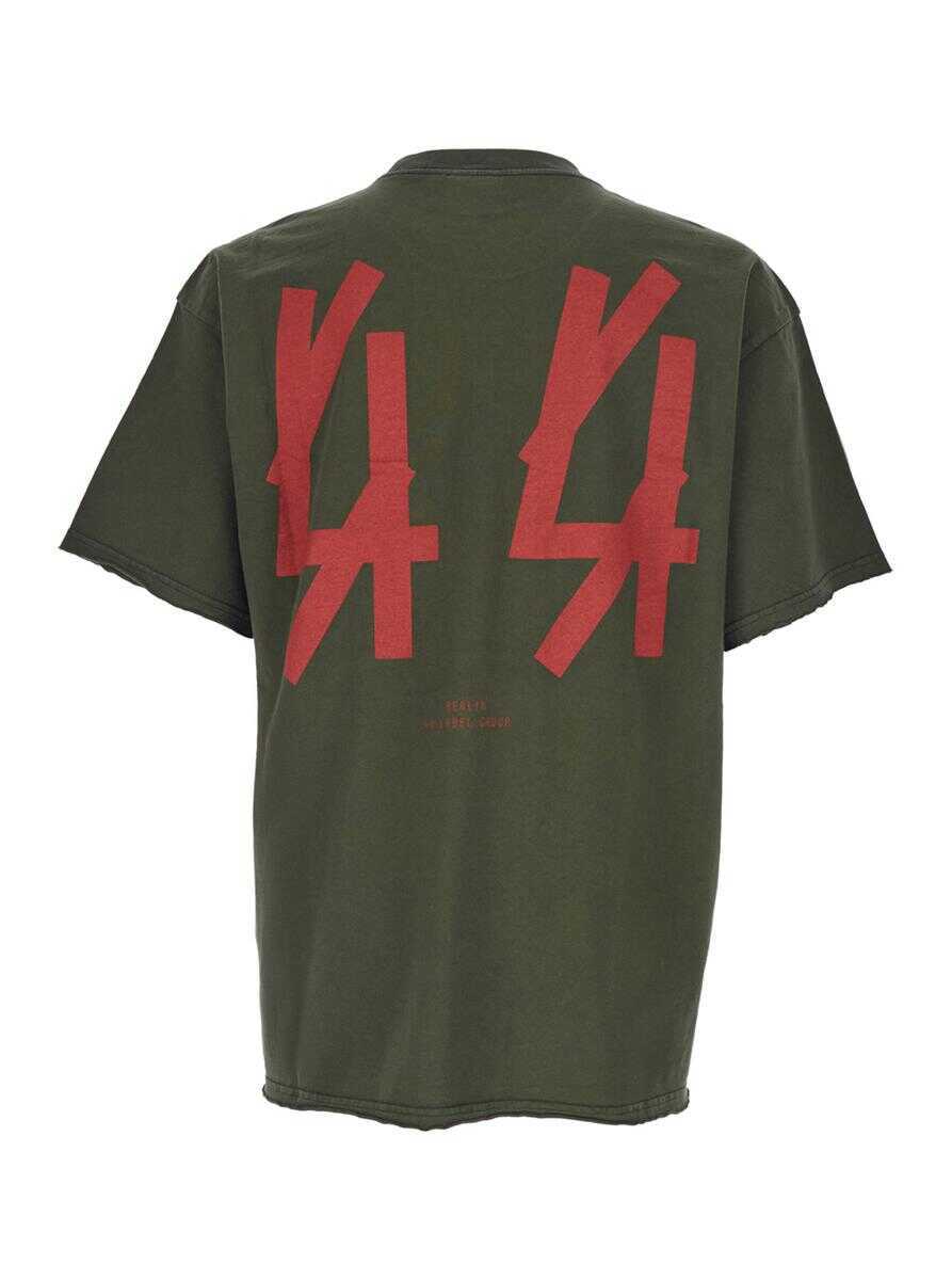 Tricouri M44 LABEL GROUP Green Crewneck T-Shirt With Dropped Shoulders And Logo Print On Front And Rear In Cotton Man GREEN Barbati (BM 19274349) 2