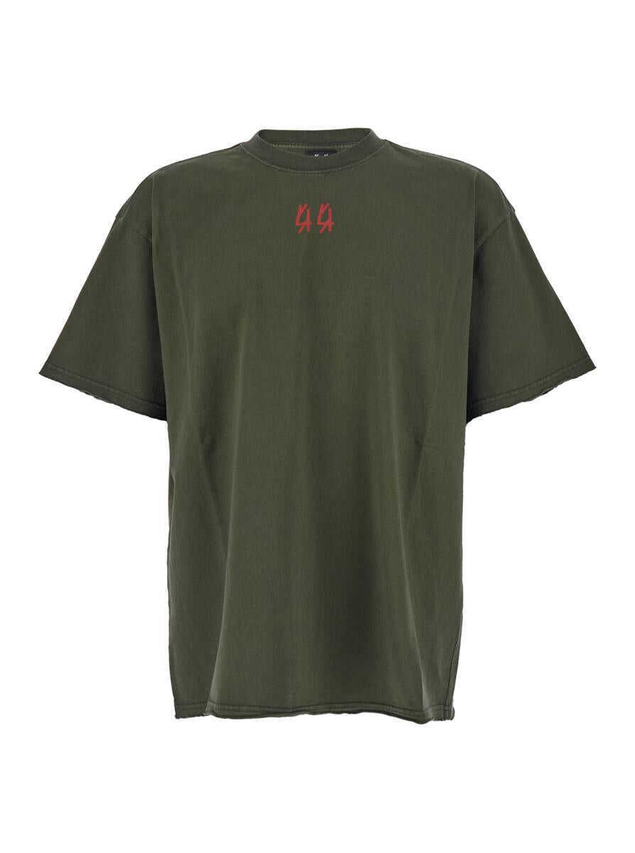 Tricouri M44 LABEL GROUP Green Crewneck T-Shirt With Dropped Shoulders And Logo Print On Front And Rear In Cotton Man GREEN Barbati (BM 19274349) 1
