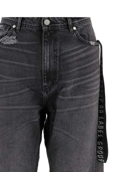 Blugi M44 LABEL GROUP Black Jeans With Logo Patch On The Rear And Side Strap With Logo In Denim Man Black Barbati (BM 19274358) 3