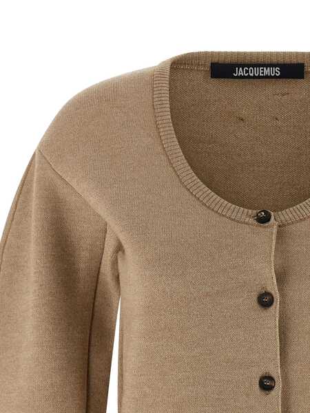 Cardigane JACQUEMUS Le Gilet Doppio Beige Cardigan With Round Neck And Ribbed Trims In Wool Blend Stretch Woman Beige Femei (BM 19274799) 4