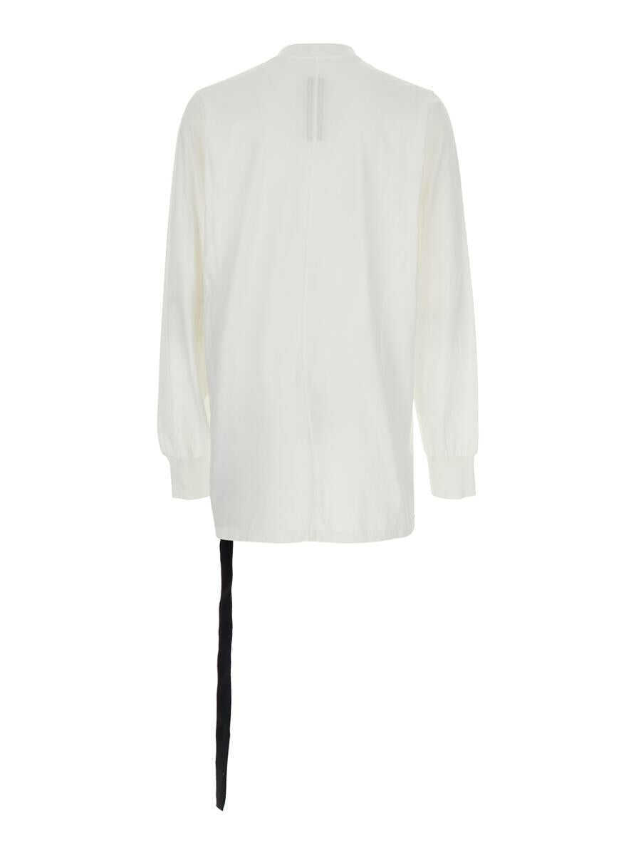 Tricouri Rick Owens White Crewneck T-Shirt With Logo Print On The Front In Cotton Man WHITE Barbati (BM 19275165) 2