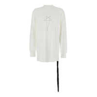 Tricouri White Crewneck T-Shirt With Logo Print On The Front In Cotton Man Barbati