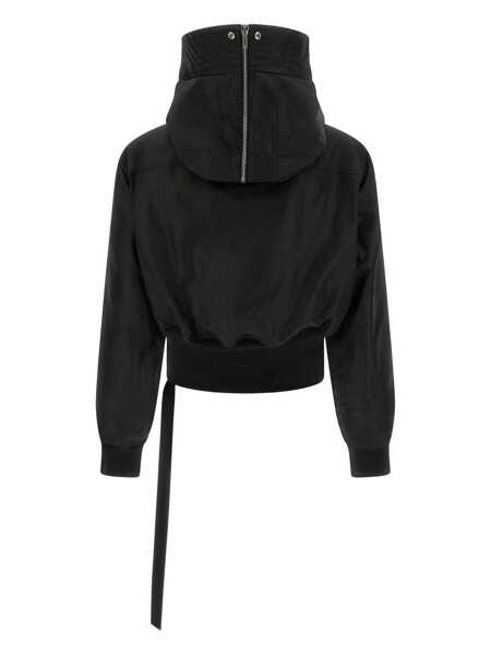 Geci Rick Owens Alice Black Jacket With Oversized Hood And Asymmetrical Flap In Tech Fabric Man Black Barbati (BM 19275210) 2
