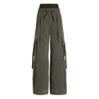 Pantaloni casual Green Cargo Pants With Elasticated Double Waist In Cotton Blend Woman Femei