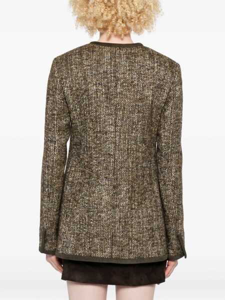 Geci Golden Goose Brown Crew Neck Jacket With Front Patch Pockets In Wool Blend Woman BROWN Femei (BM 19275546) 4